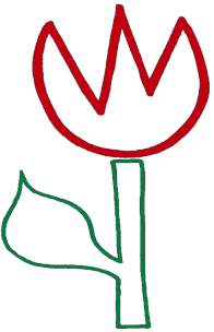 Farbige Strichzeichnung einer Tulpe